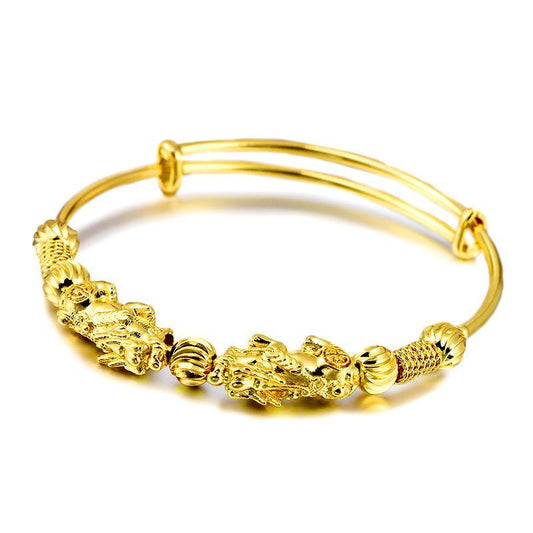 Double Pixiu Gold Wealth Bangle